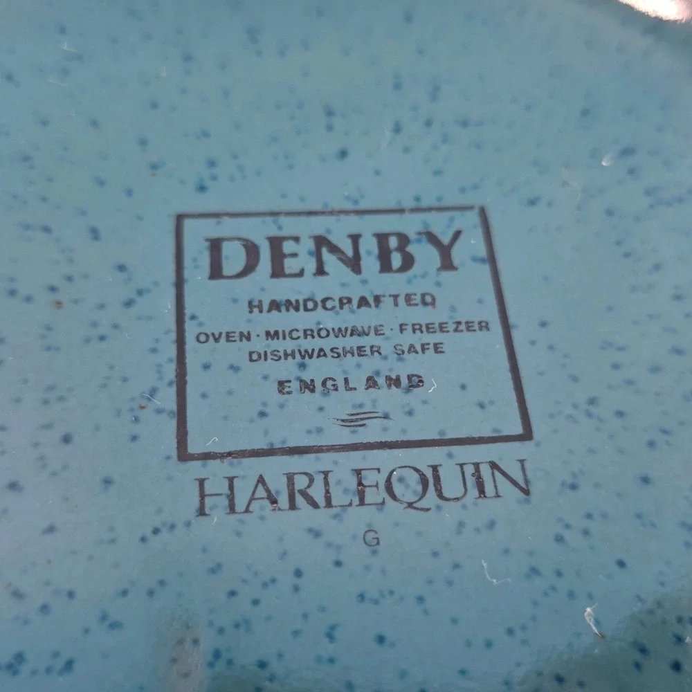 Denby Harlequin Lidded 2 QT‎ Casserole Dish Tureen Teal Navy Burgundy England